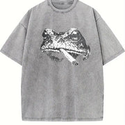 Smoking Frog Meme Viral Internet Meme ® Frogs Vintage Washed T-Shirt in Gray