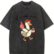 Off to Watch Baseball Goose Vintage Washed T-Shirt in Black