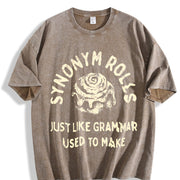 Synonym Rolls Just Like Grammar Used to Make for Ladies Vintage Washed T-Shirt in Brown