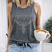 Freedard Eagle 1973 Stars Crew-neck Sleeveless Vest Women's Color Cotton Tank Top in Gray
