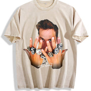 Tom 7 Rings Greatest Of All Time Football Soft vintage washed oversized T-shirt in Beige