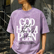 God Has a Plan Jeremiah 29:11 Vintage Washed T-Shirt in Purple