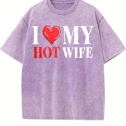 I Love My Hot Wife Vintage Washed T-Shirt in Purple