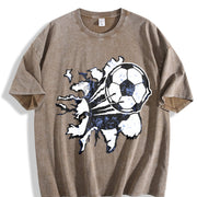 Soccer Ball Wall Smash Vintage Washed T-Shirt in Brown