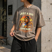 Fathers Day Just a Dad Who Came Back with Milk Vintage Washed T-Shirt in Brown