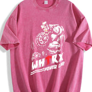 Weightlifting Bear Power Line Vintage Washed T-Shirt in Red