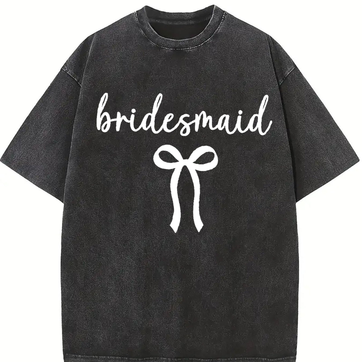 Bride Bridesmaid Bow Vintage Washed T-Shirt in Black