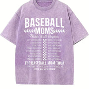 Baseball Mom Baseball Mama Tour Vintage Washed T-Shirt in Purple