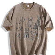 Dogs 90s Tattoo Retro ® Y2k Dog Vintage Washed T-Shirt in Brown