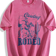 Rodeo 90s Cowboy Retro Western 2000s Vintage Washed T-Shirt in Red