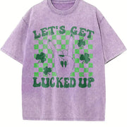 Let's Get Lucked Up Vintage Washed T-Shirt in Purple