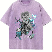 Killua Zoldyck Hunter x Hunter Anime Soft Anime for Anime vintage washed oversized T-shirt in Purple