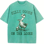 Silly Goose on the Loose Vintage Washed T-Shirt in Blue