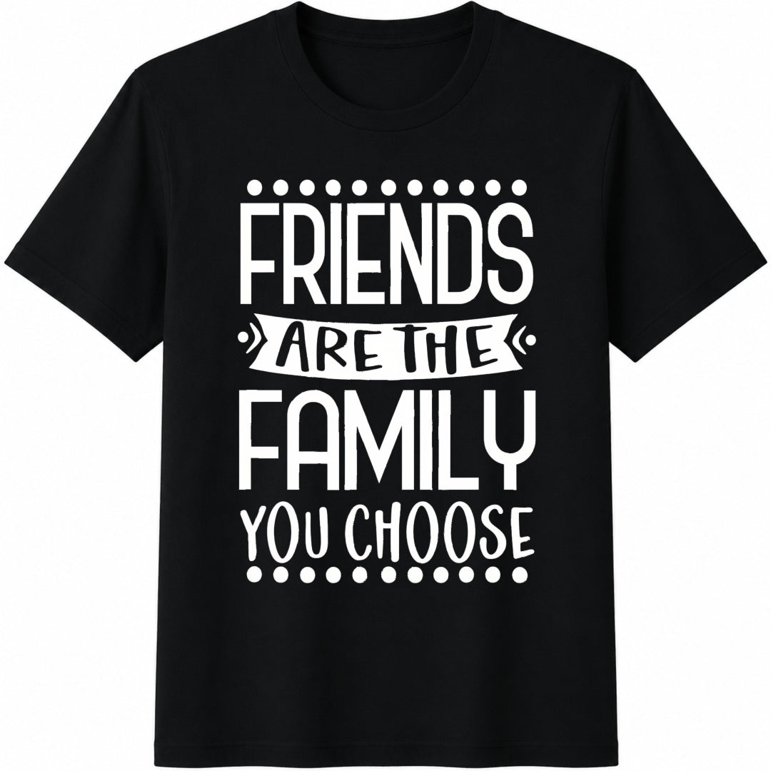 Friends Are the Family Cotton T-Shirt in Black