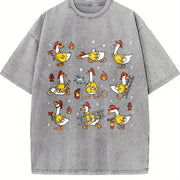 Firefighter Goose Fire Dept Vintage Washed T-Shirt in Gray