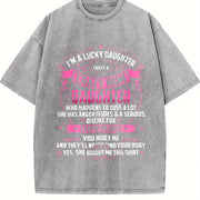 Crazy Mom's Lucky Daughter Vintage Washed T-Shirt in Gray