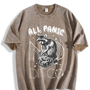 Retro Raccoon All Panic No Disco 90s Vintage Washed T-Shirt in Brown