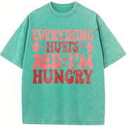 Everything Hurts And I'm Hungry Workout Gym Club vintage washed oversized T-shirt in Blue
