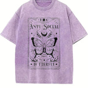Anti-Social Butterfly Tarot vintage washed oversized T-shirt in Purple