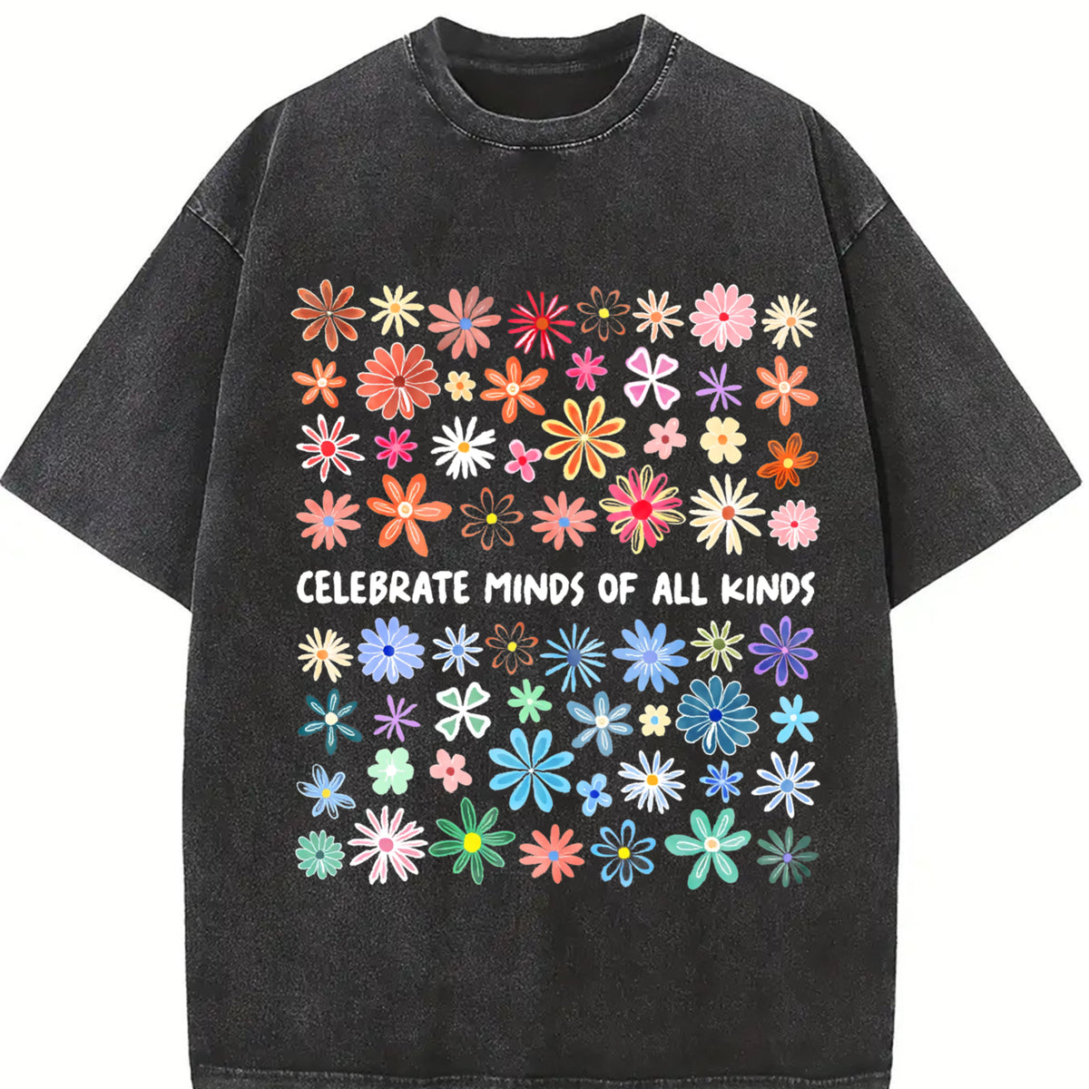 Celebrate Minds of All Kinds Vintage Washed T-Shirt in Black