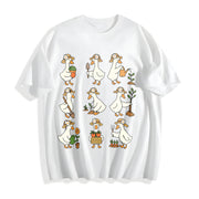Cute Goose Gardening Cotton T-Shirt in White