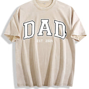 Dad Est Year Personalized Dad Vintage Washed T-Shirt in Beige