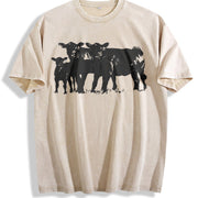 Cute Cow for Farmers Vintage Washed T-Shirt in Beige