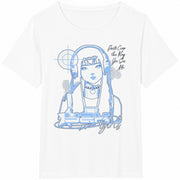 Cyber Girl Portrait Cotton T-Shirt in White