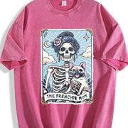 French Bulldog ® Frenchie Dog Mom Tarot Card Vintage Washed T-Shirt in Red