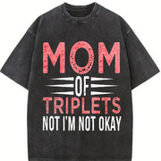 Mother of Triplets Vintage Washed T-Shirt in Black