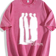 Street Atmosphere Virtual Shadow Characters Shadow Vintage Washed T-Shirt in Red