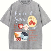 Fruit of the Holy Spirit Christian Faith Religious Vintage Washed T-Shirt in Gray