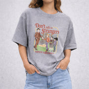 Don't Talk To Strangers vintage washed oversized T-shirt in Gray