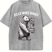 Read More Books Bear Retro 90s Vintage Washed T-Shirt in Gray