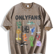 Onlyfans Cursed Ironic Twitter Meme Vintage Washed T-Shirt in Brown