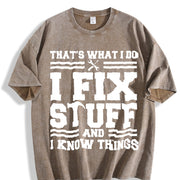 I Fix Stuff 1 Pcs Heavy Vintage Washed T-Shirt in Brown