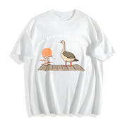 What If I'm Not Silly Enough? Goose Boxy Existential Cotton T-Shirt in White