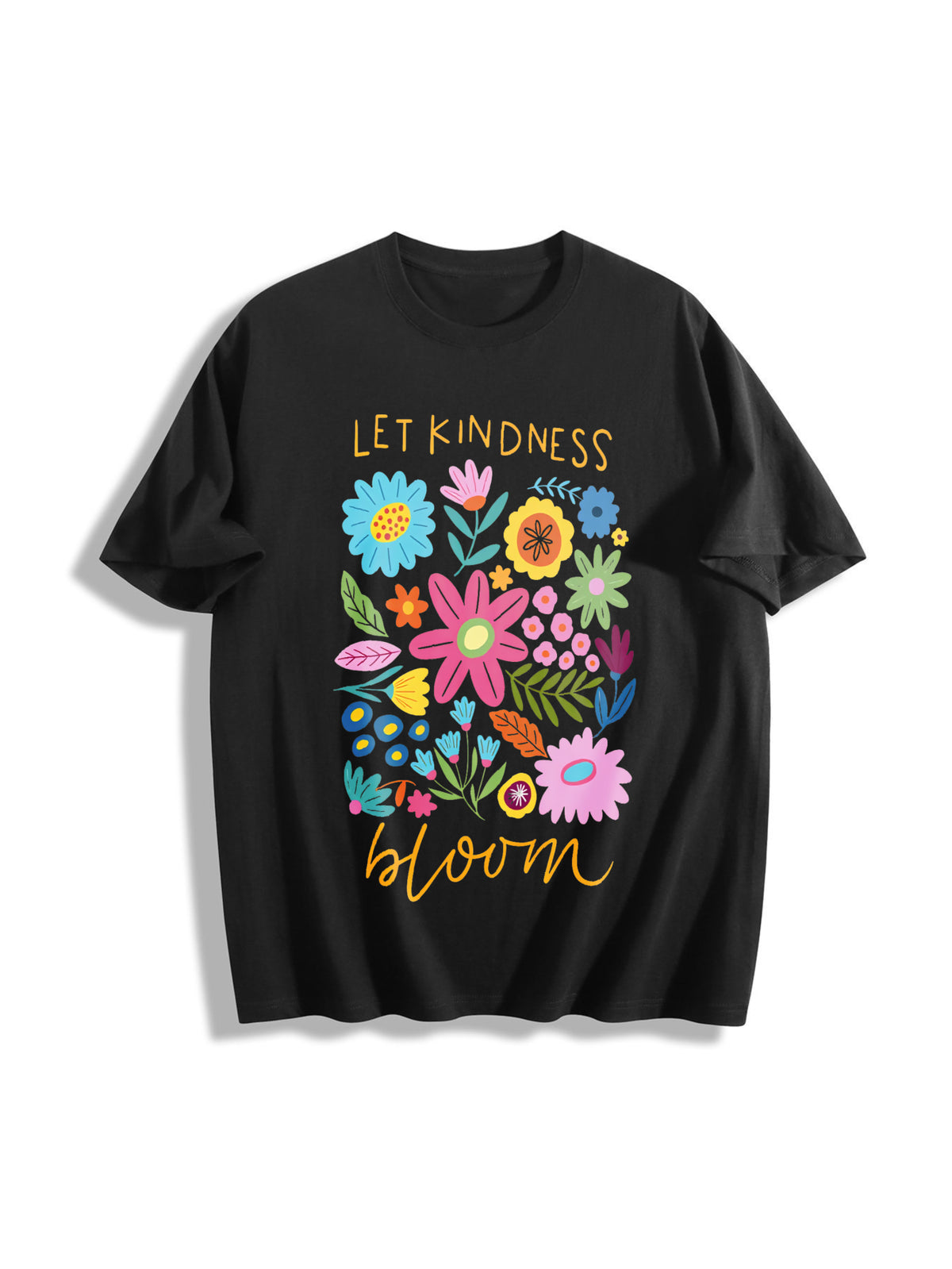 Let Kindness Bloom Cotton T-Shirt in Black