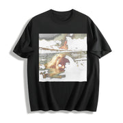 Surreal Pool Face Cotton T-Shirt in Black