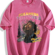 Dreamers Galaxy Portrait Vintage Washed T-Shirt in Red