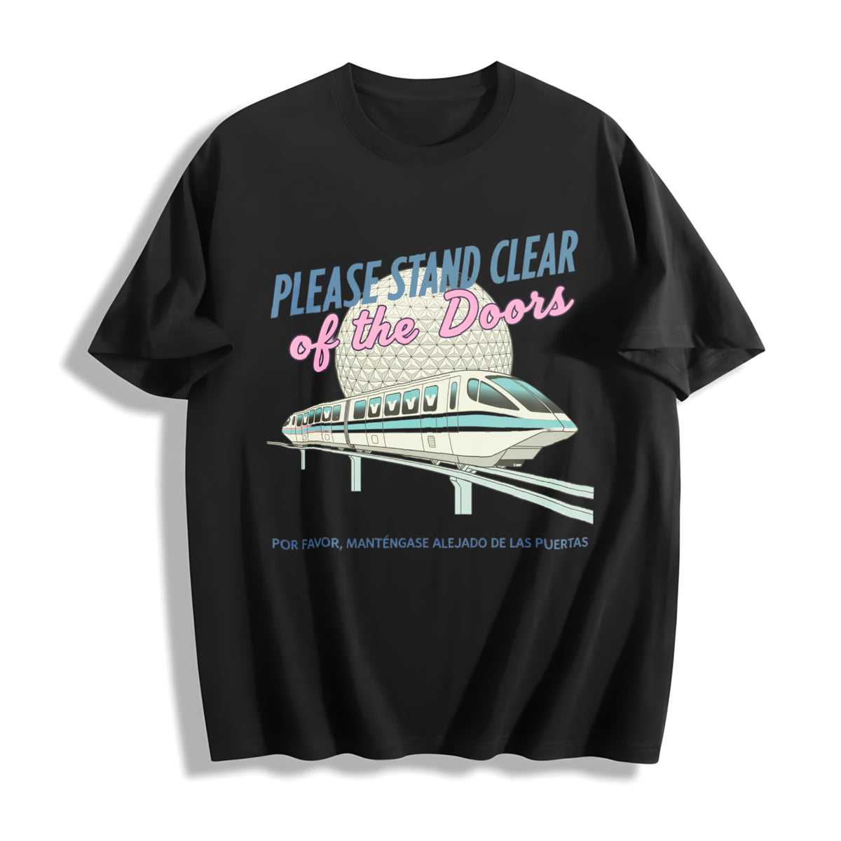Monorail Inspired Please Stand Clear of the Doors Cotton T-Shirt in Black