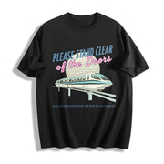 Monorail Inspired Please Stand Clear of the Doors Cotton T-Shirt in Black