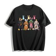 Dachshund with Bunny Ears Cotton T-Shirt in Black