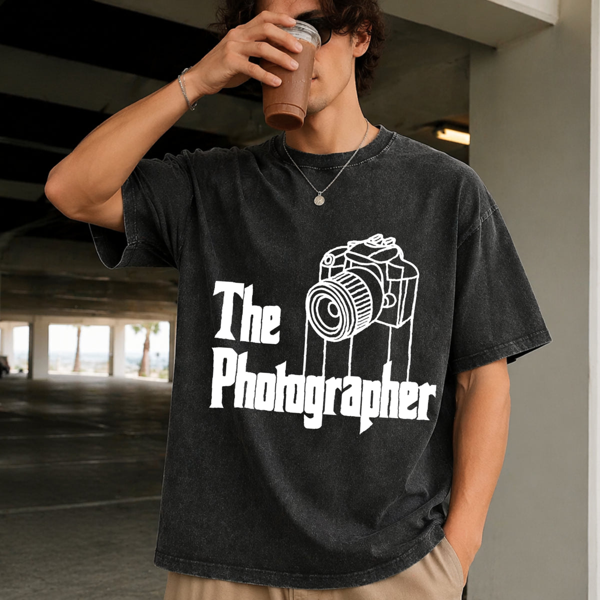 The Photographer Vintage Washed T-Shirt in Black