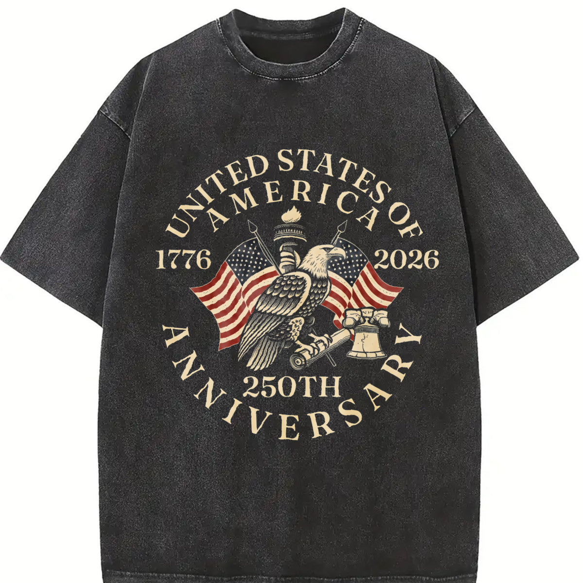 USA 250th Anniversary Vintage Washed T-Shirt in Black