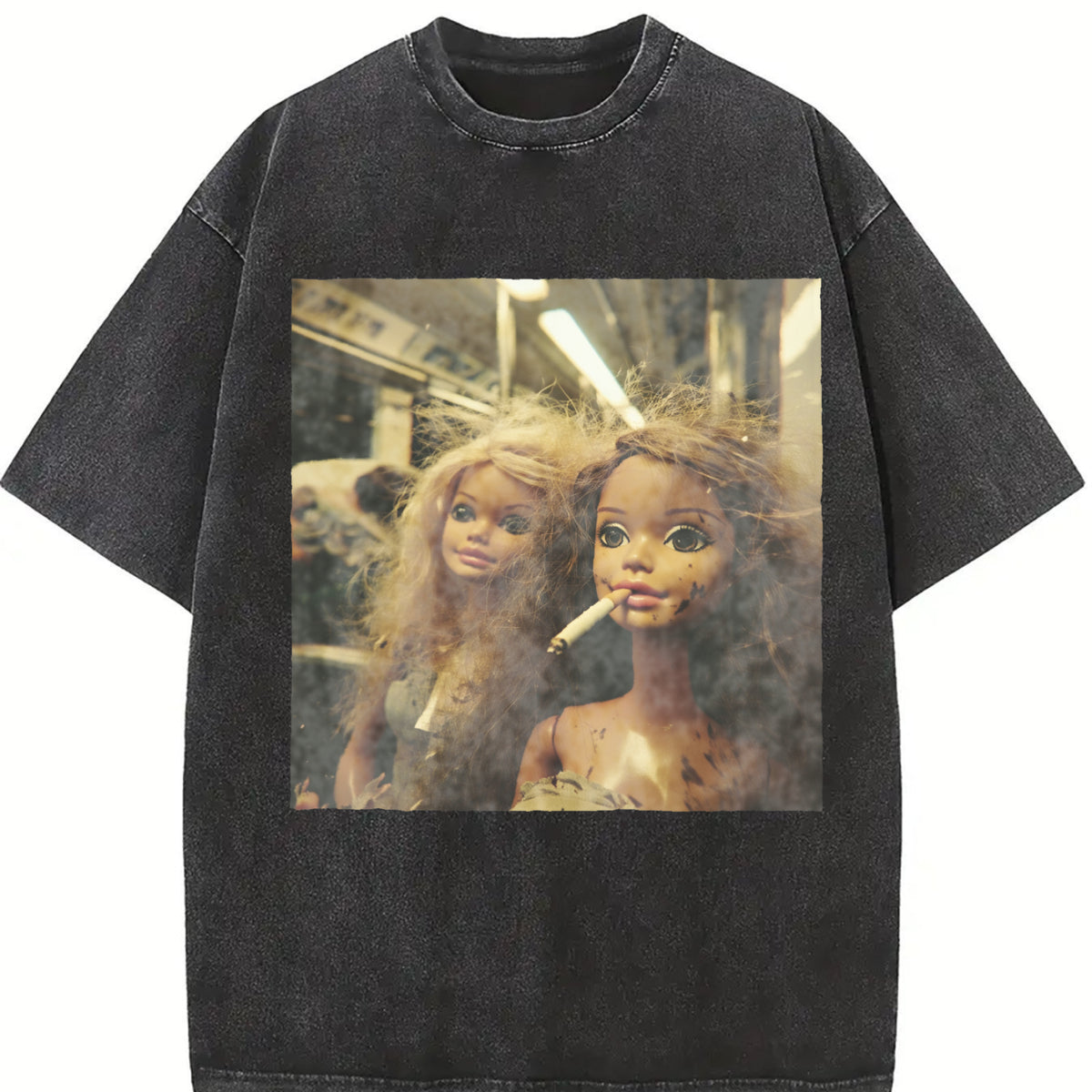 Glam Dolls Vintage Washed T-Shirt in Black