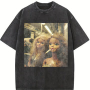 Glam Dolls Vintage Washed T-Shirt in Black