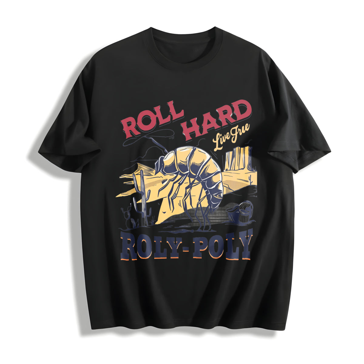 Roly-poly Cowboy Rodeo Cowgirl Cotton T-Shirt in Black