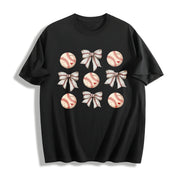 Coquette Baseball Mom Cotton T-Shirt in Black