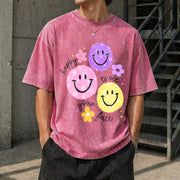 Teacher Happy to See Your Face Vintage Washed T-Shirt in Red